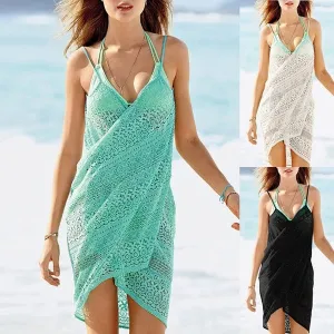 Women Lace Crochet Bikini Cover Up Summer Beachwear