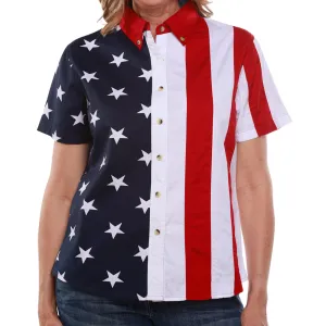 Women's 100% Cotton Stars and Stripes Short Sleeve Shirt