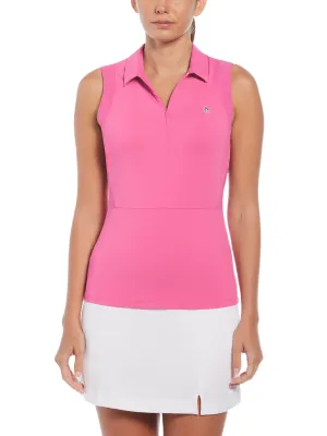 Women's 1/4 Zip Mesh Block Sleeveless Golf Polo Shirt