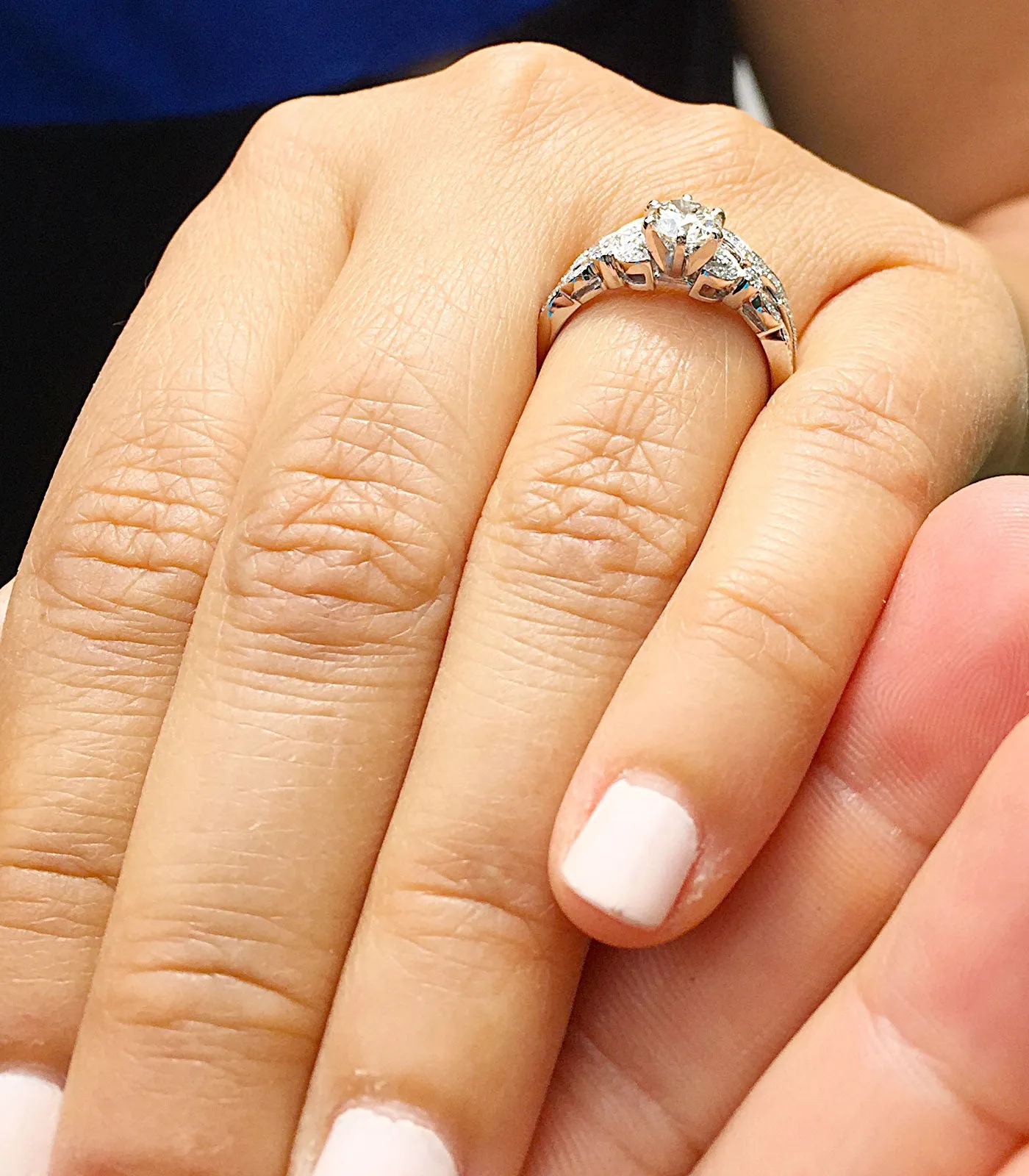 Women's 14k Solid White Gold Round Cut Natural Diamond Engagement Ring And Band, Antique Style, Filigree, Bridal Wedding Set 0.85ctw