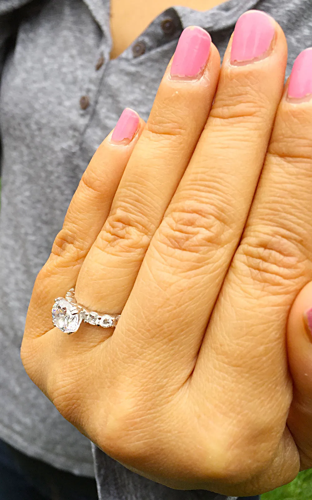 Women's 14k white gold round cut forever one moissanite and diamond engagement ring eternity style Bridal Wedding Natural Diamonds 4.00
