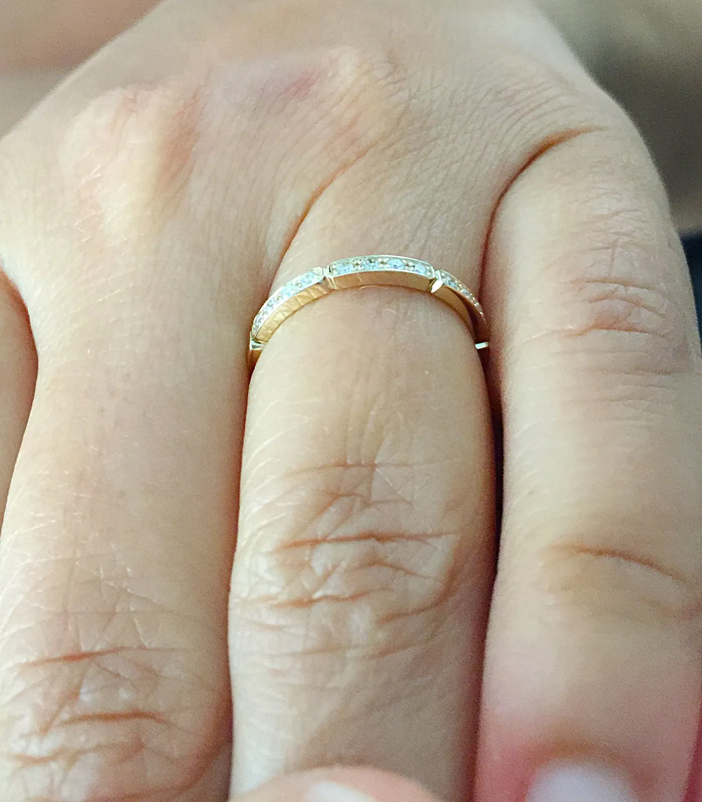 Women's 14k yellow gold round cut diamonds band anniversary art deco modern half eternity style bridal prong natural diamonds 0.15ctw