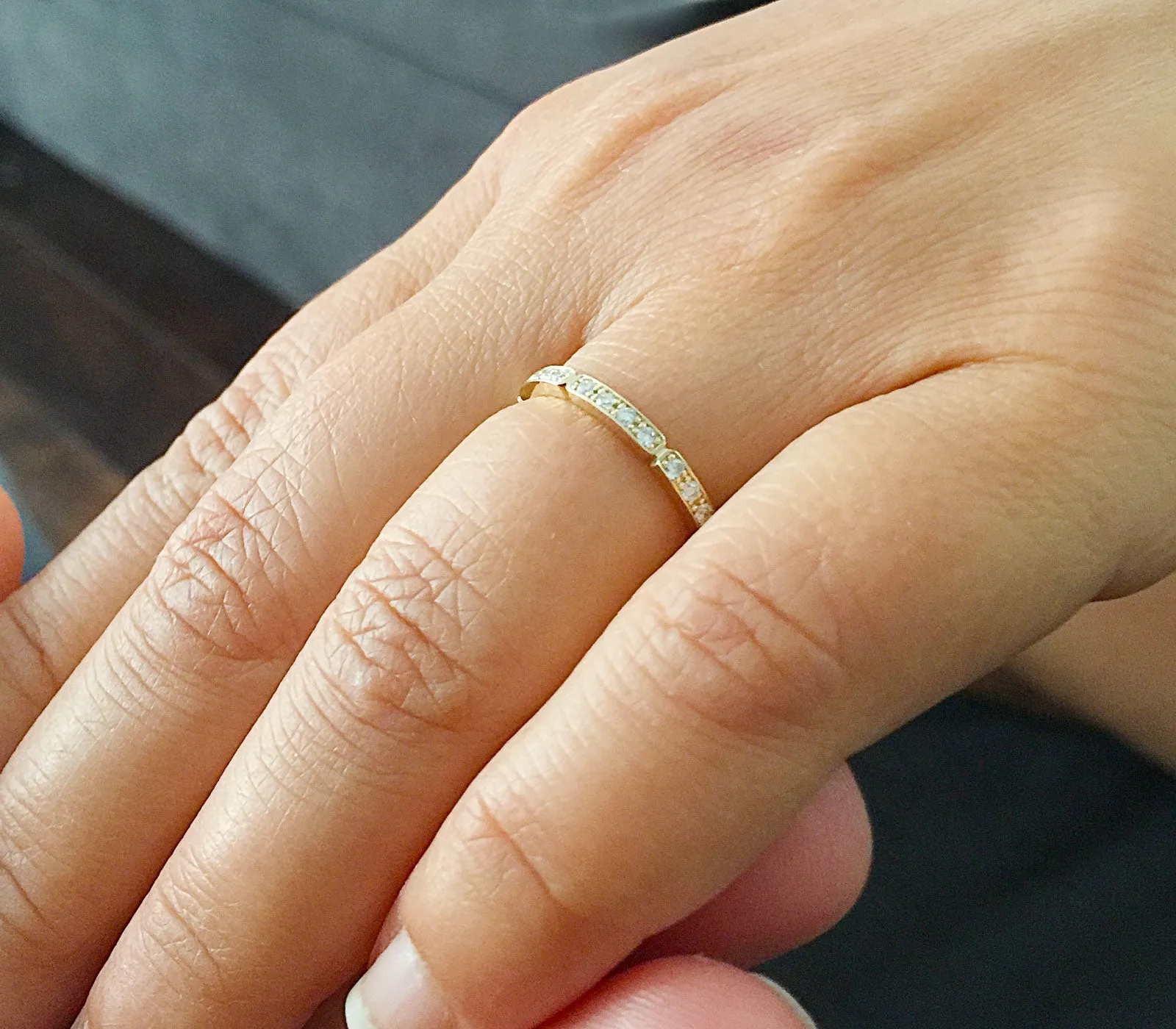Women's 14k yellow gold round cut diamonds band anniversary art deco modern half eternity style bridal prong natural diamonds 0.15ctw