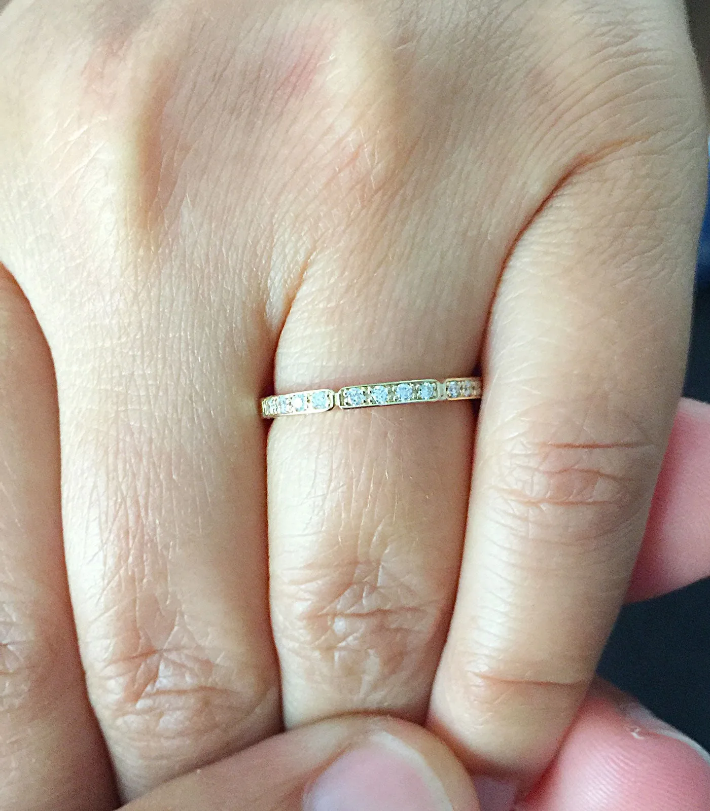 Women's 14k yellow gold round cut diamonds band anniversary art deco modern half eternity style bridal prong natural diamonds 0.15ctw