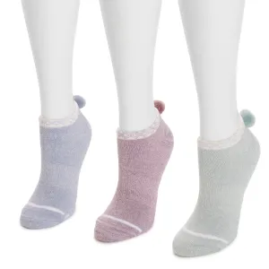 Women's 3 Pack Dream Step by Muk Luks® Low-Cut Ankle Socks with Pom
