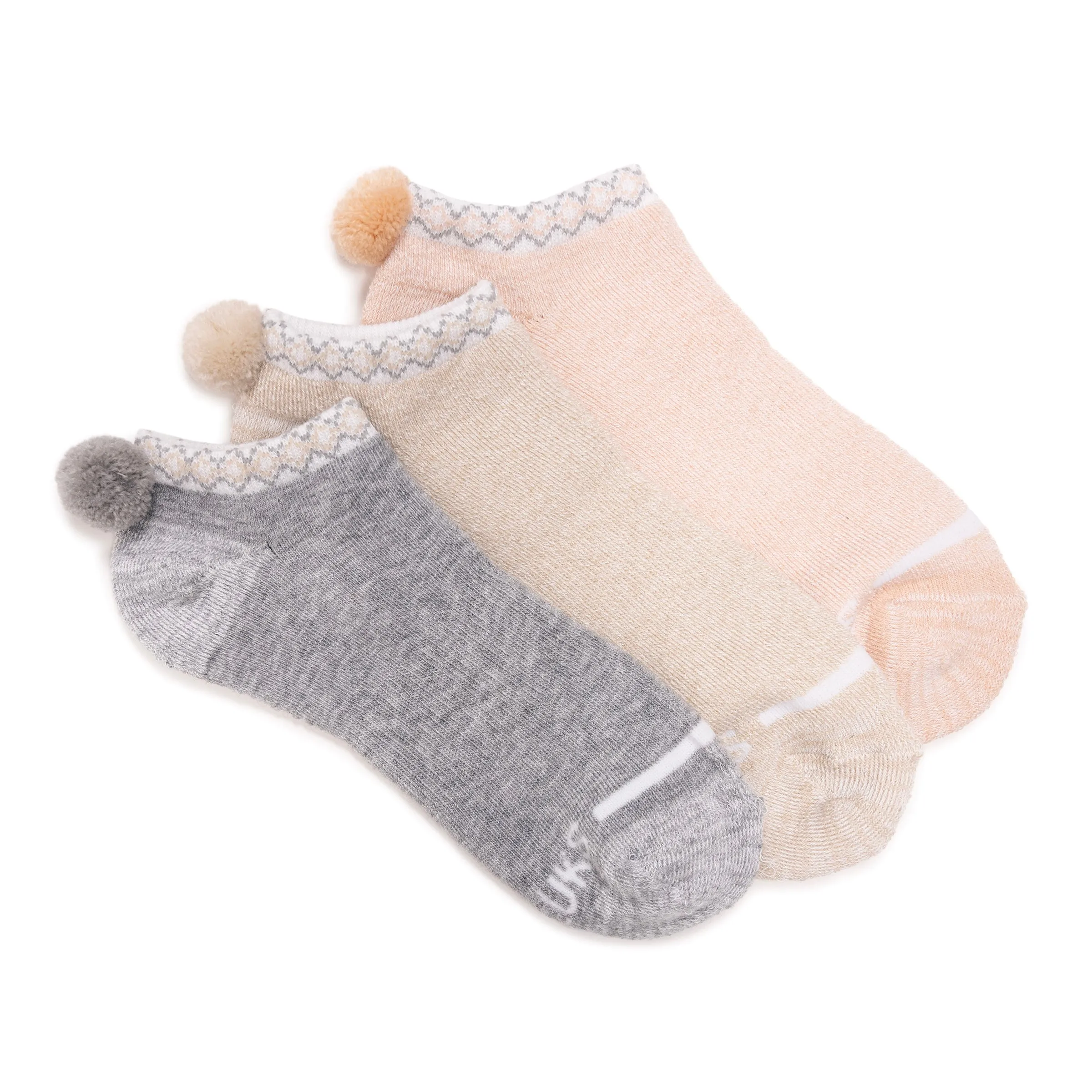 Women's 3 Pack Dream Step by Muk Luks® Low-Cut Ankle Socks with Pom