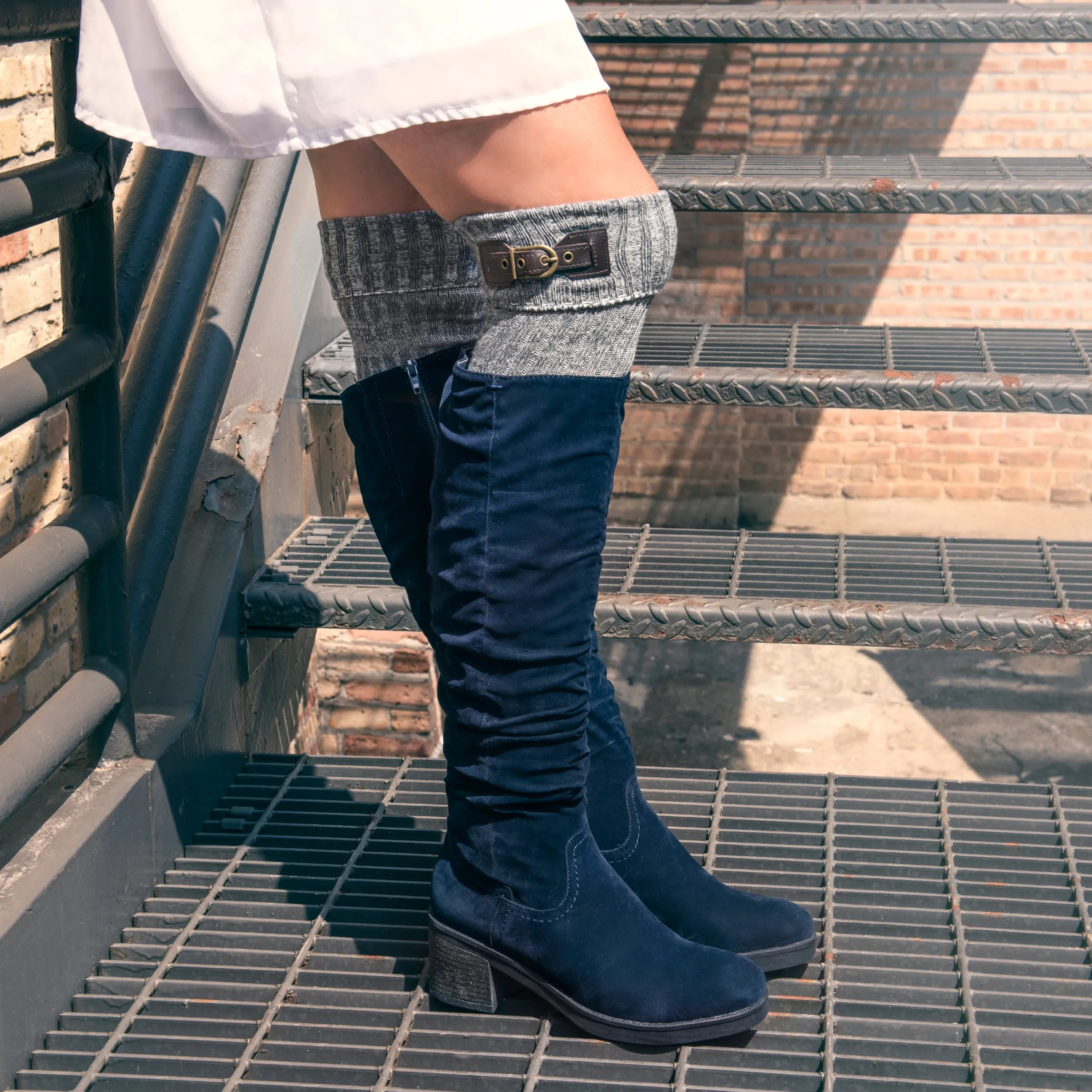 Women's 3 Pair Buckle Cuff Over the Knee Socks