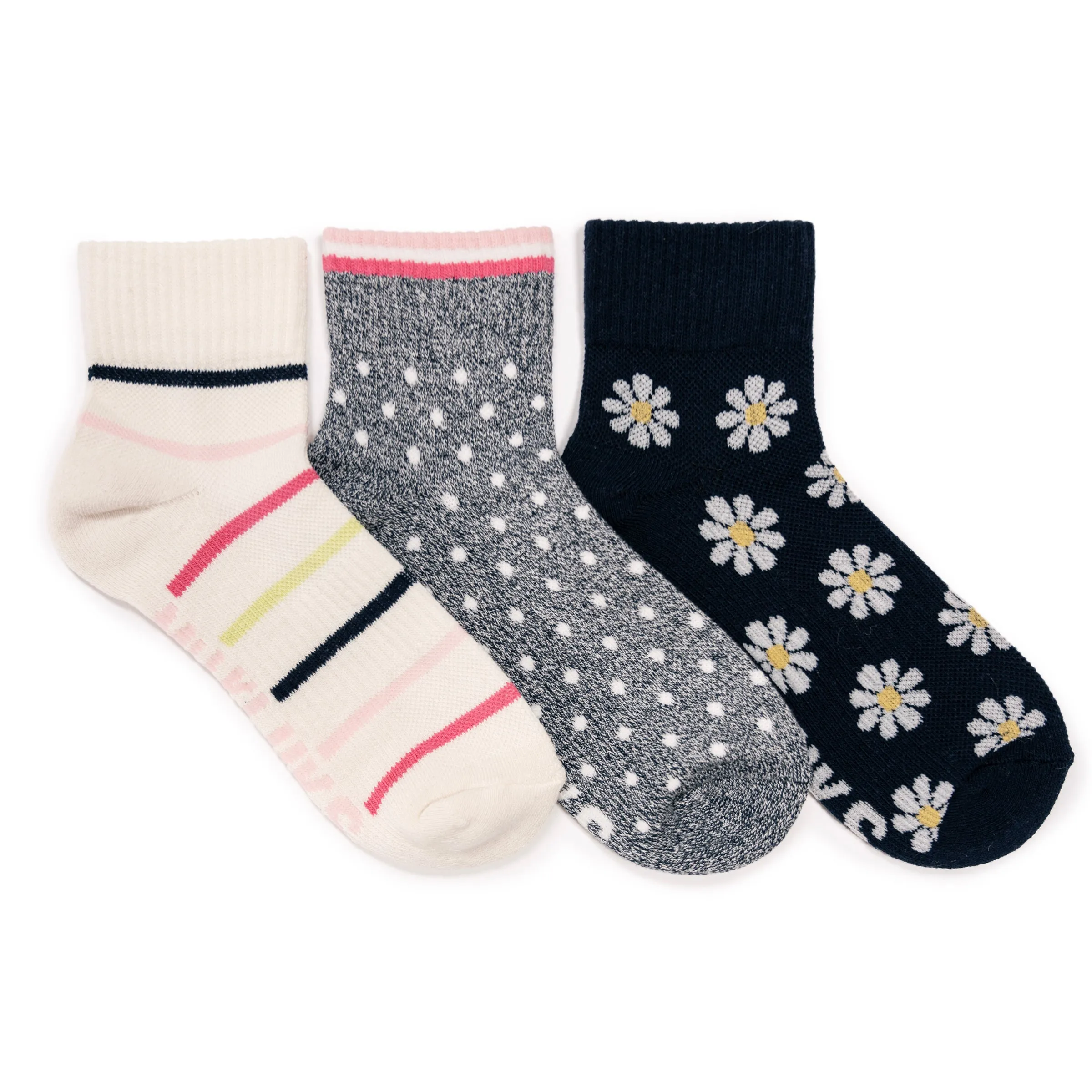 Women's 3 Pair Pack Quarter Crew Cotton Compression Sock