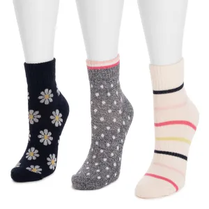 Women's 3 Pair Pack Quarter Crew Cotton Compression Sock
