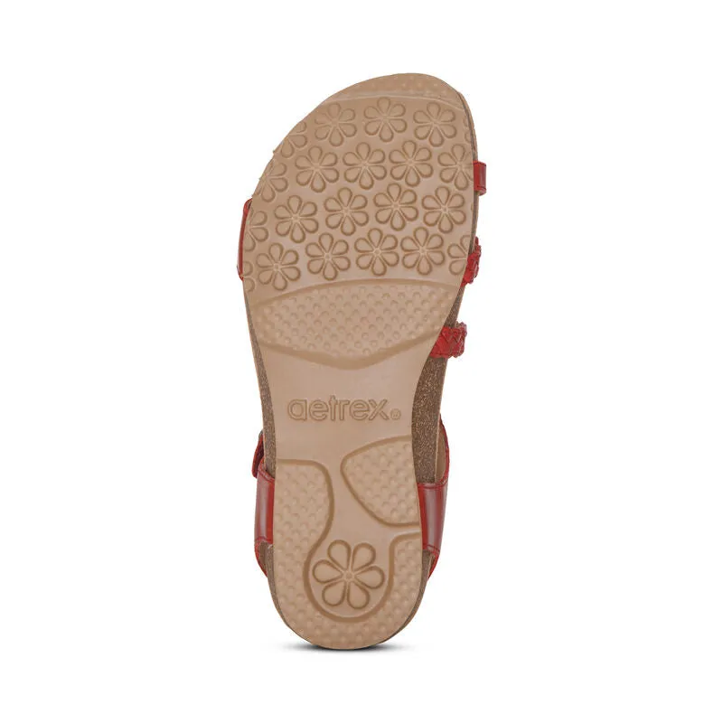 WOMEN'S AETREX JILLIAN BRAIDED QUARTER STRAP SANDAL | RED