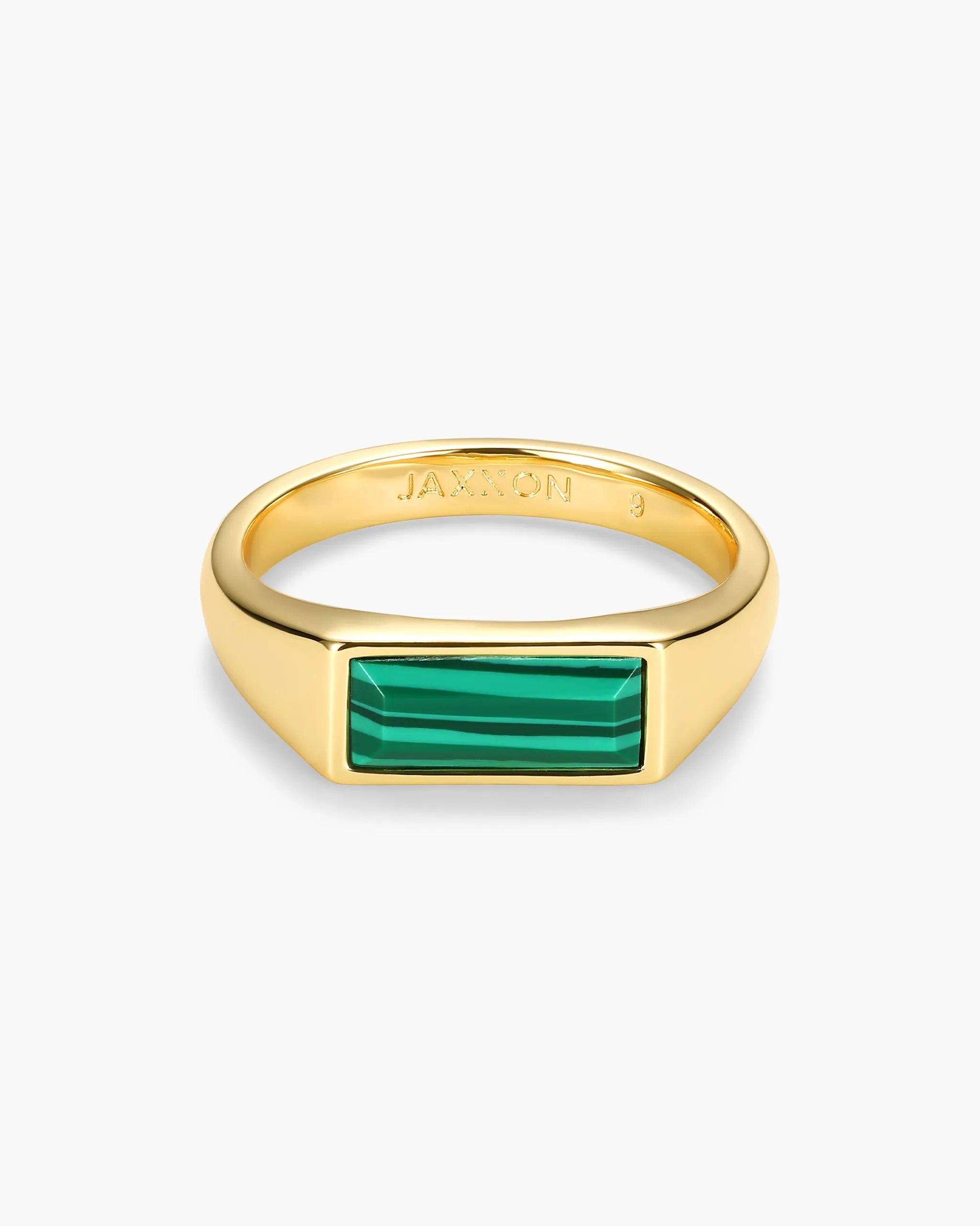Womens Beveled Malachite Signet Ring