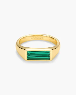 Womens Beveled Malachite Signet Ring
