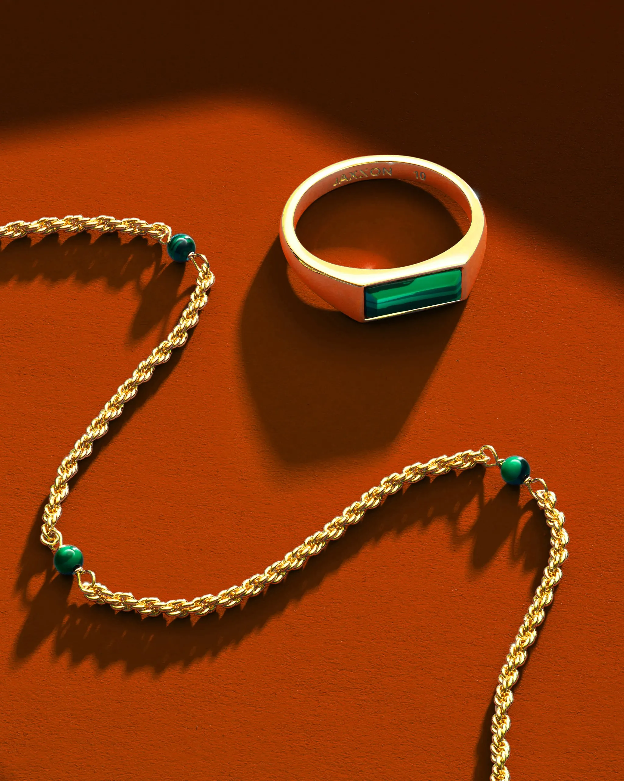 Womens Beveled Malachite Signet Ring
