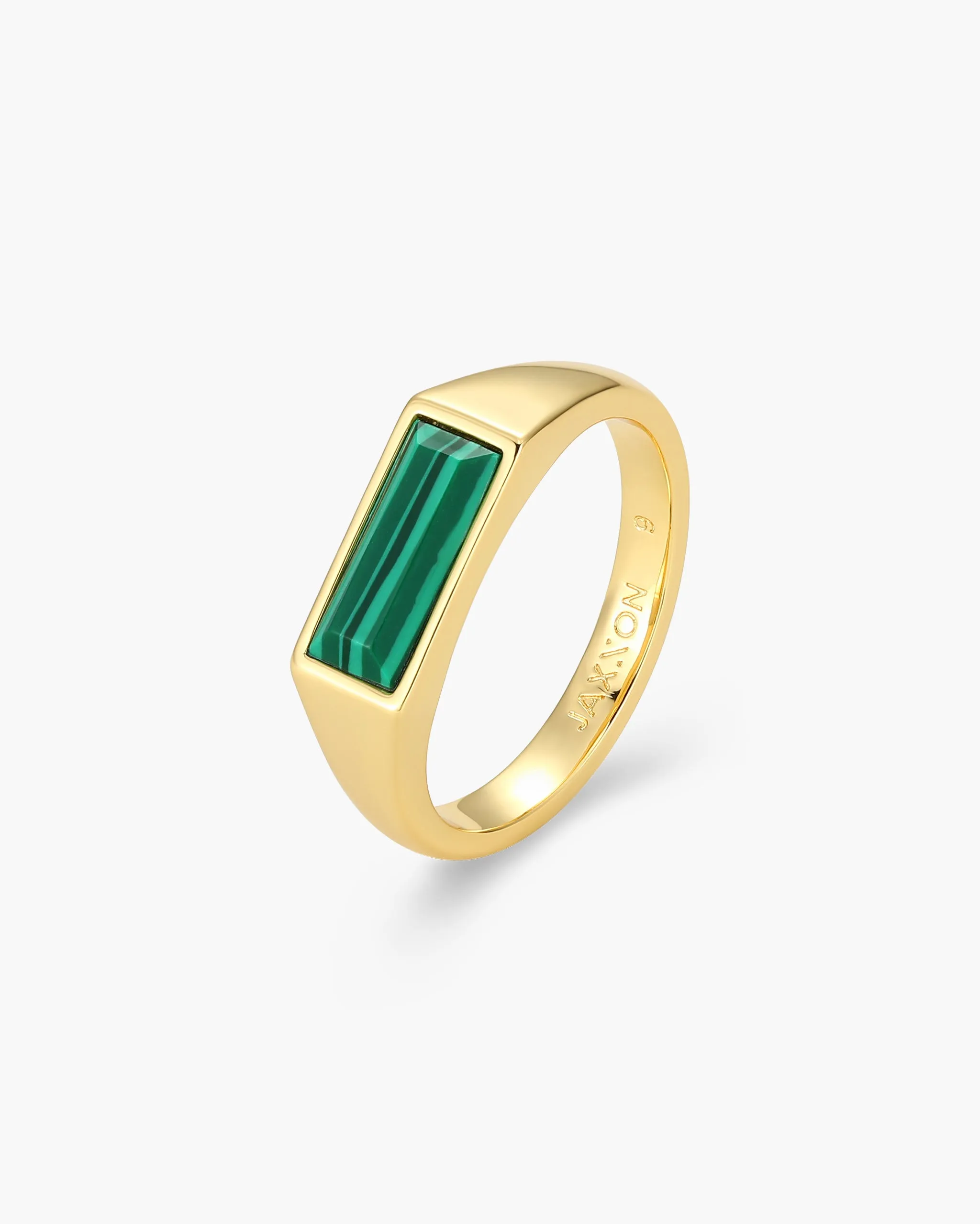 Womens Beveled Malachite Signet Ring
