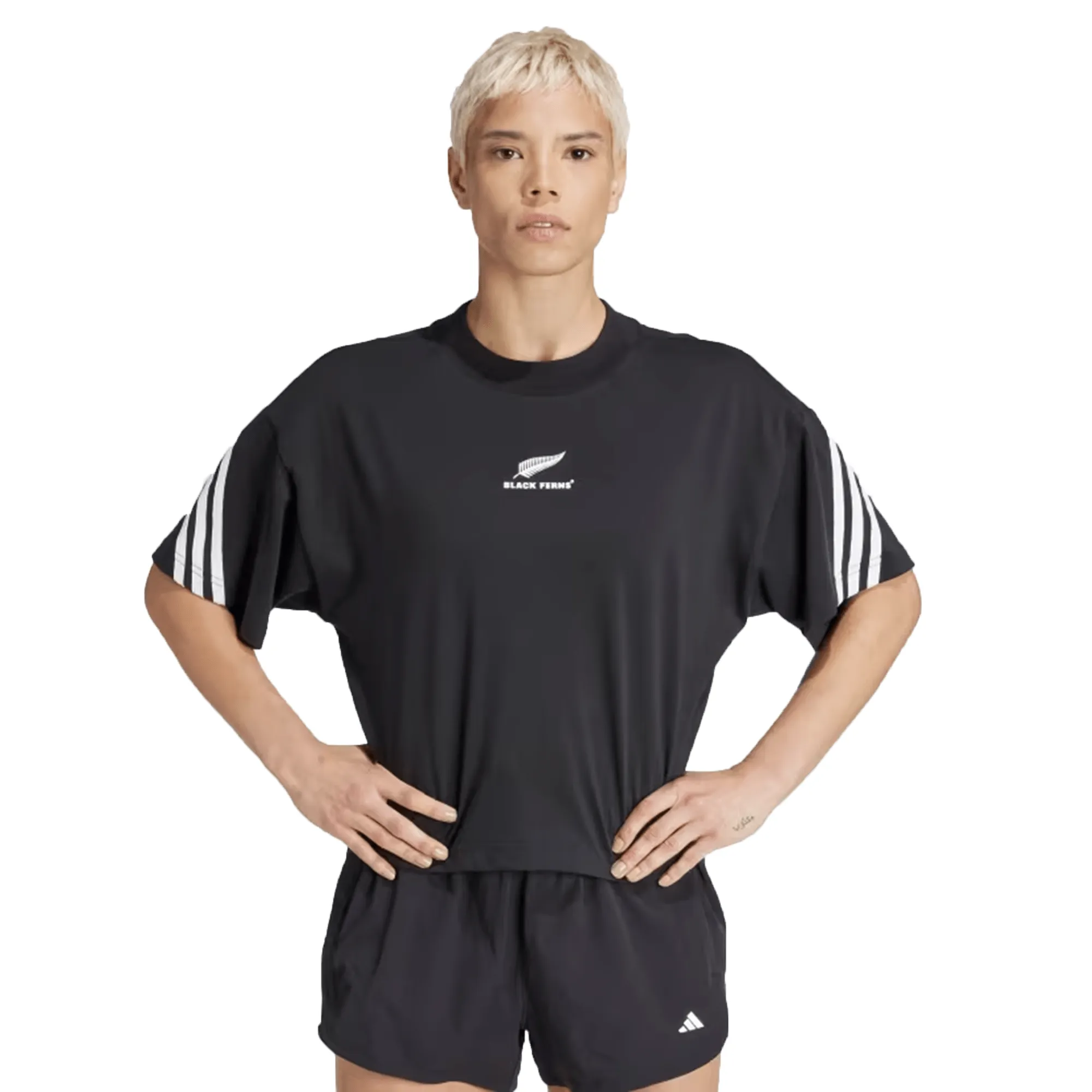 Women's Black Ferns 3-Stripe Tee by adidas