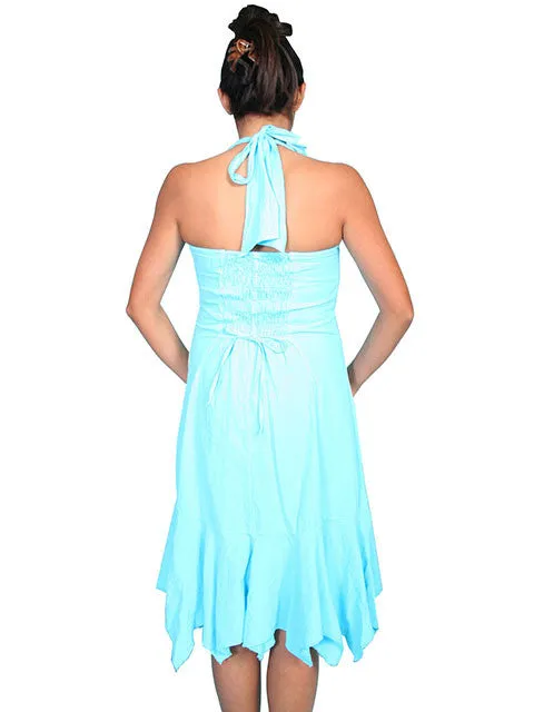 Women's Cantina Collection Dress: Halter Style with Ruffle, Turquoise