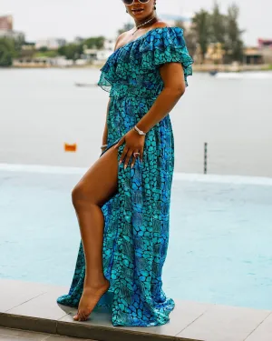 Women's Casual Print Off-Shoulder Vacation Dress