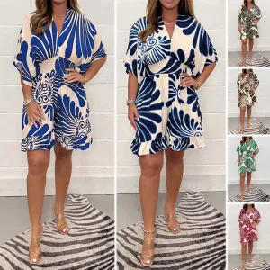 Women's Casual Short Jumpsuit | Plant Print Design, Lightweight Fabric, Comfortable Fit
