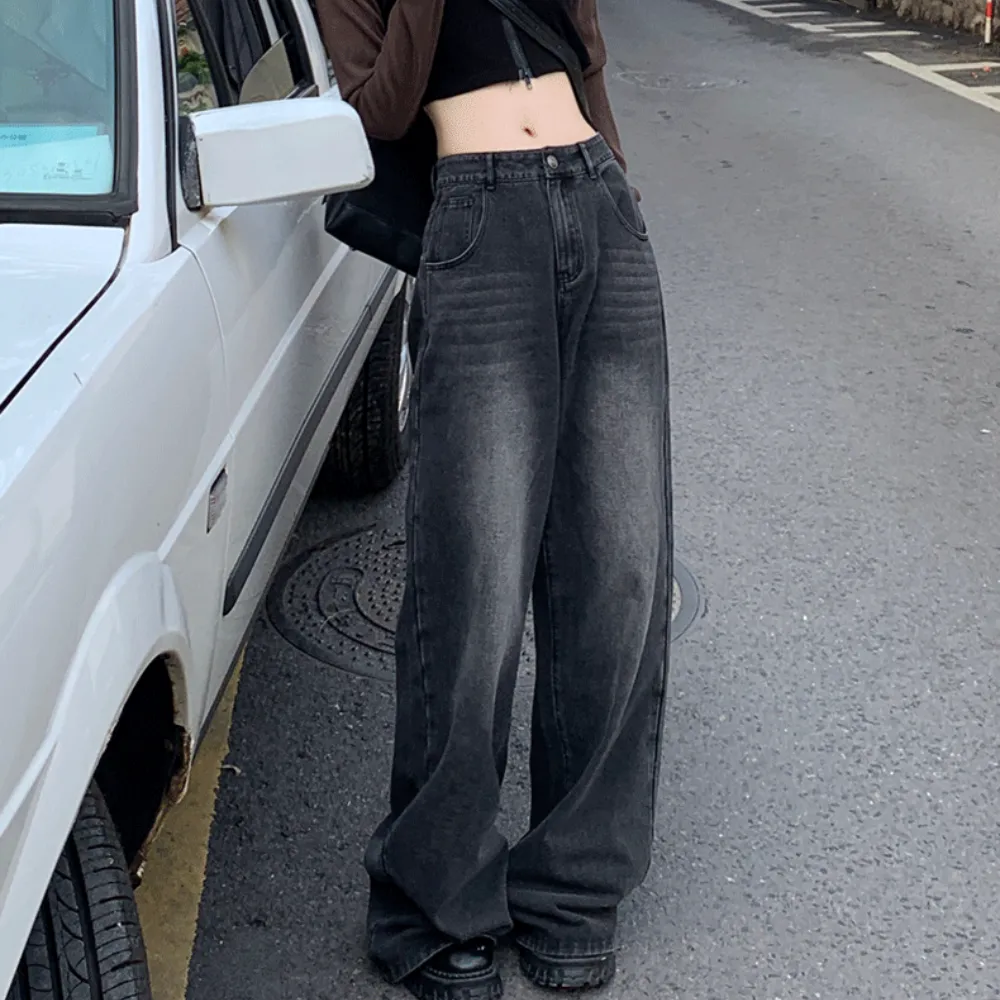 Women‘s Casual Washed Straight Jeans