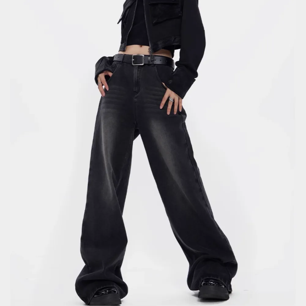 Women‘s Casual Washed Straight Jeans