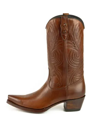 Women's Cowboy Country Western Boots Handmade Brown Leather 2536