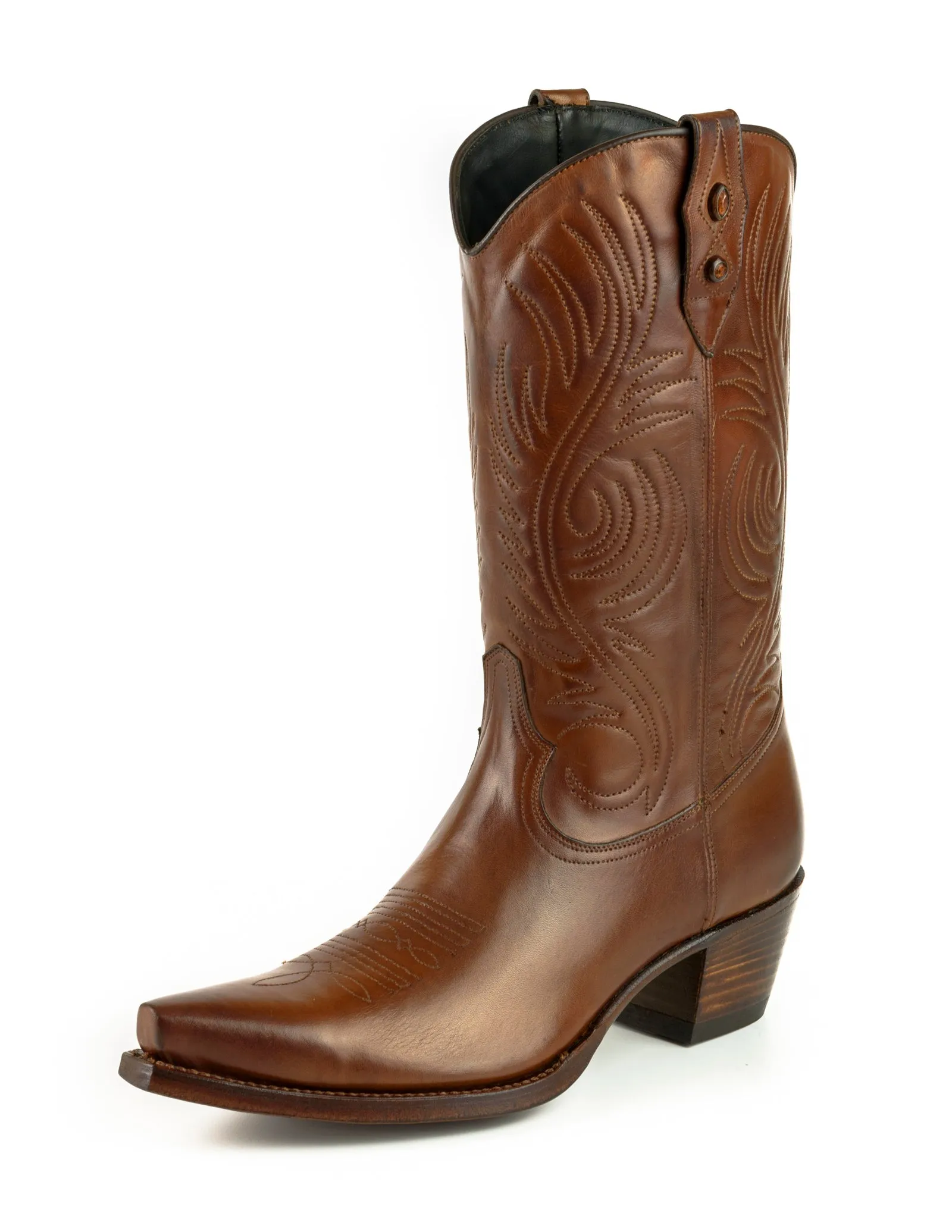 Women's Cowboy Country Western Boots Handmade Brown Leather 2536