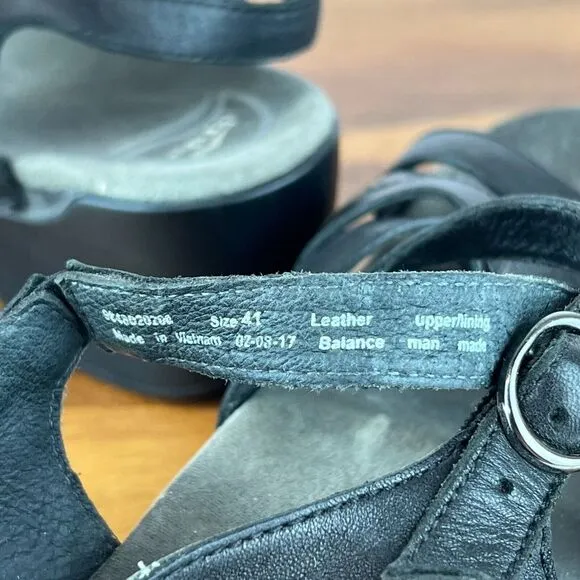 Womens Dansko Stevie Black Leather Strappy Heeled Sandals Size EU 41 US 10.5-11