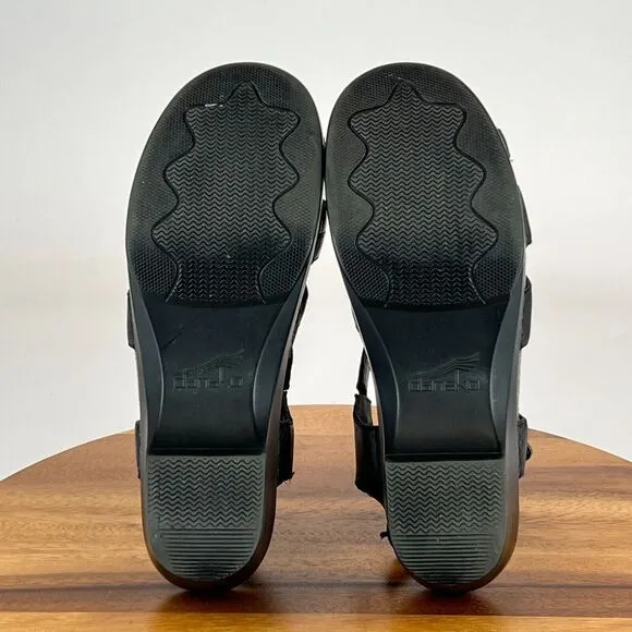 Womens Dansko Stevie Black Leather Strappy Heeled Sandals Size EU 41 US 10.5-11