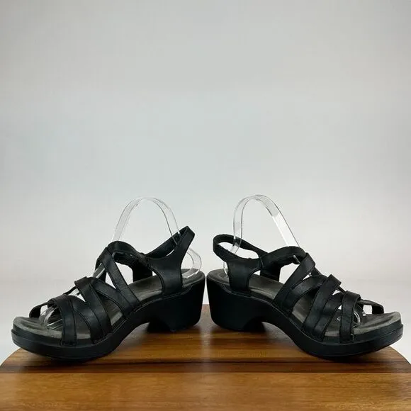 Womens Dansko Stevie Black Leather Strappy Heeled Sandals Size EU 41 US 10.5-11