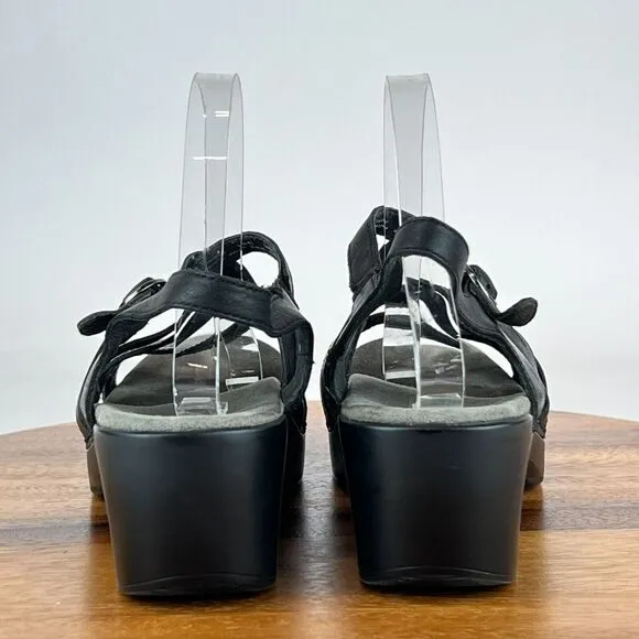 Womens Dansko Stevie Black Leather Strappy Heeled Sandals Size EU 41 US 10.5-11