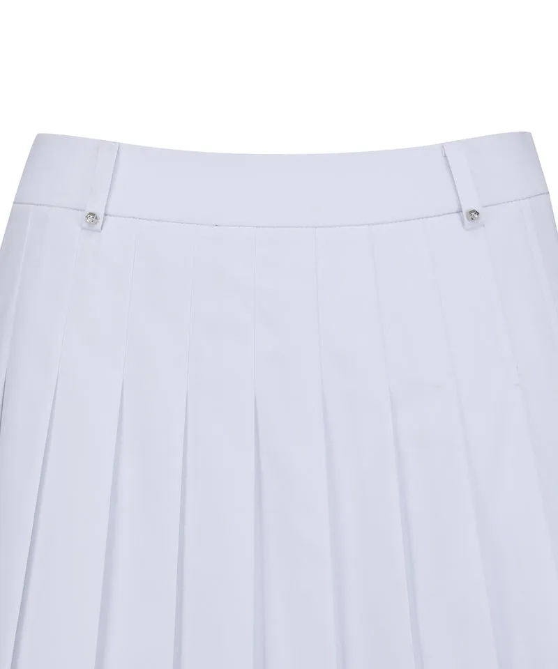 Women's Double Layer Pleats Skirt - White
