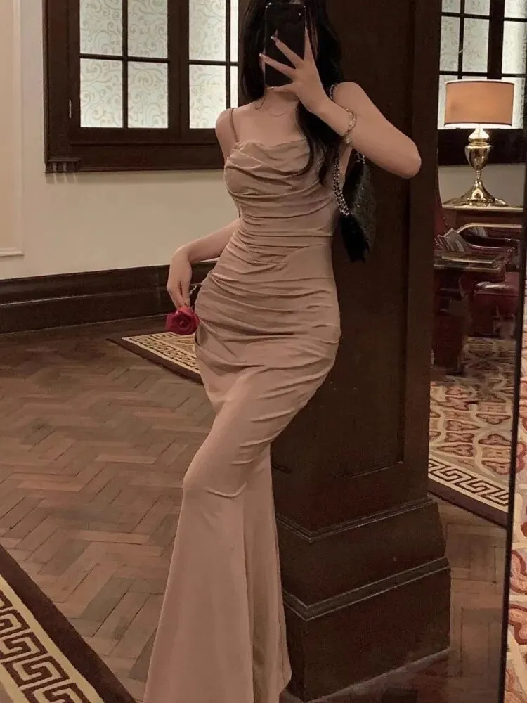 Women's Elegant Sexy Bodycon Mermaid Dress Fashion Spaghetti Strap Evening Wedding Party Maxi Prom Dress