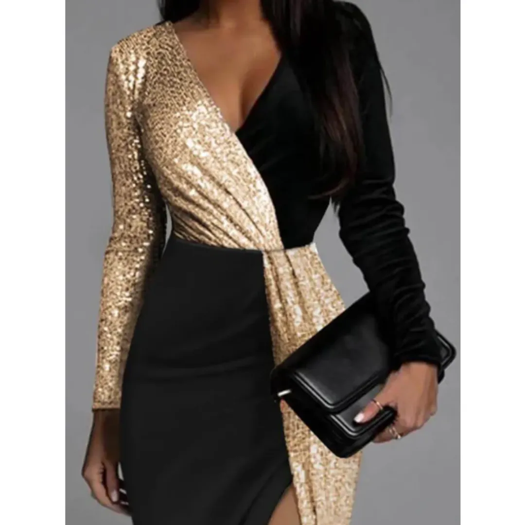 Women's Evening Sequin Party Dress | Midi