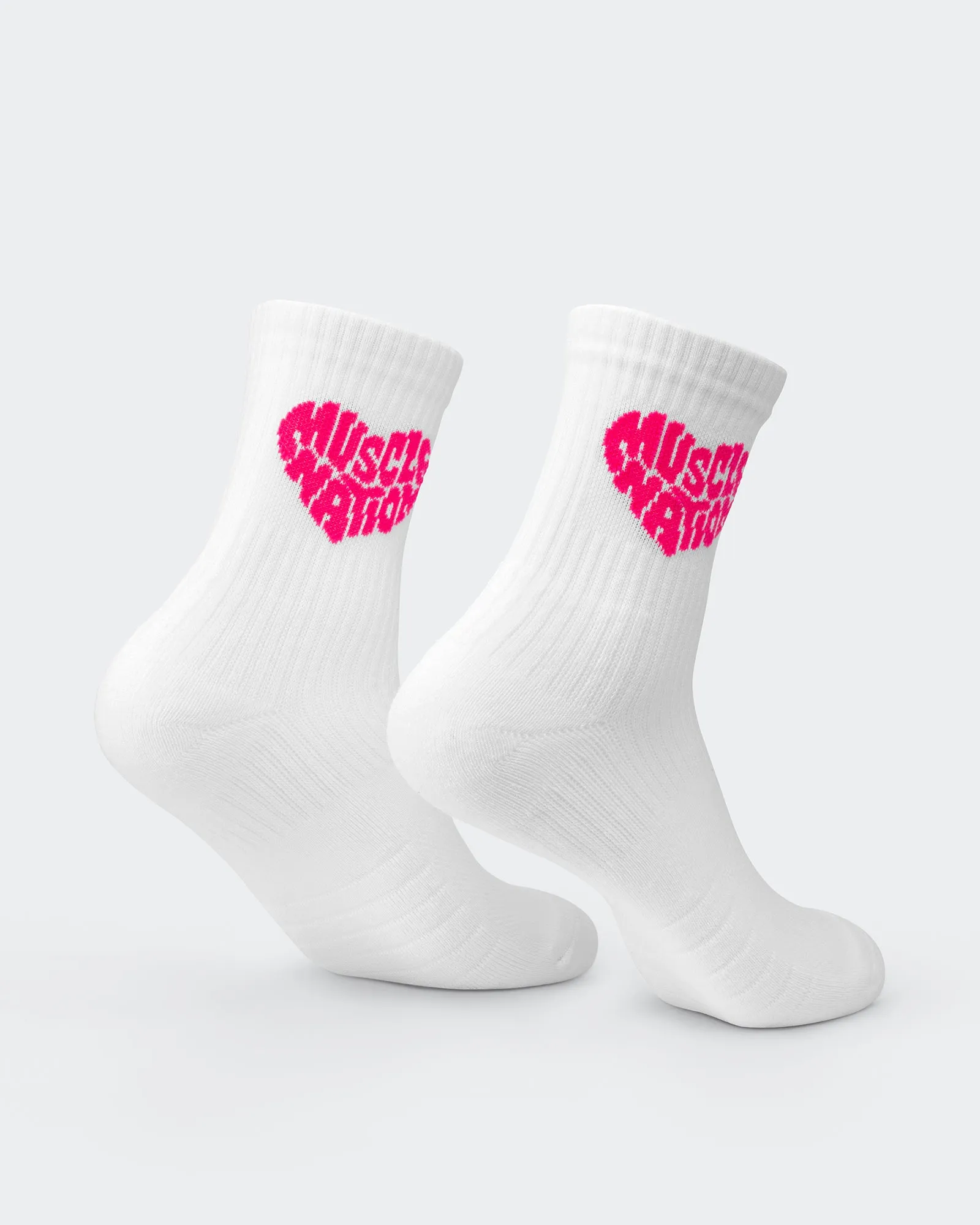Womens Heart Crew Sock (2x Pack) - White / Grey Marl