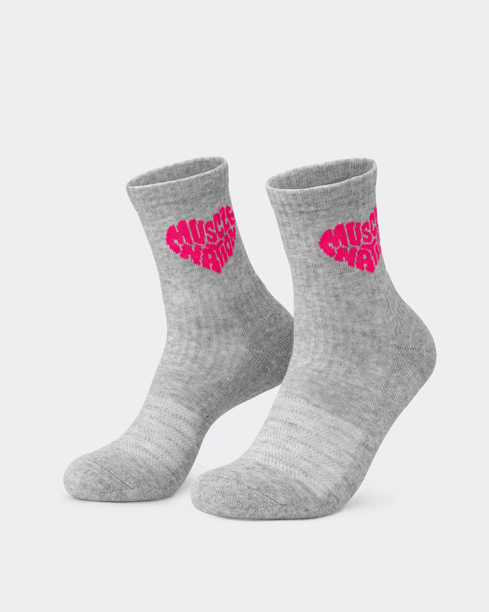 Womens Heart Crew Sock (2x Pack) - White / Grey Marl