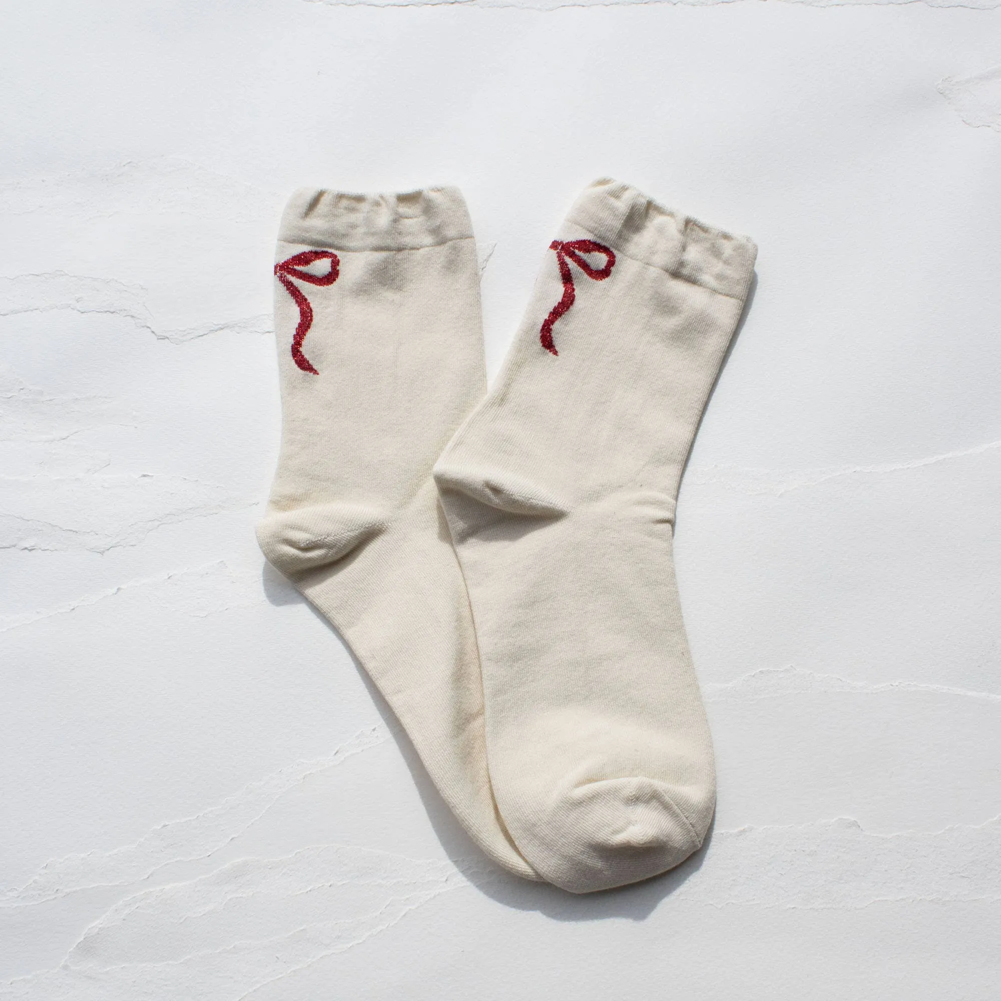 Women's Holiday Ribbon Bow Casual Socks: Black