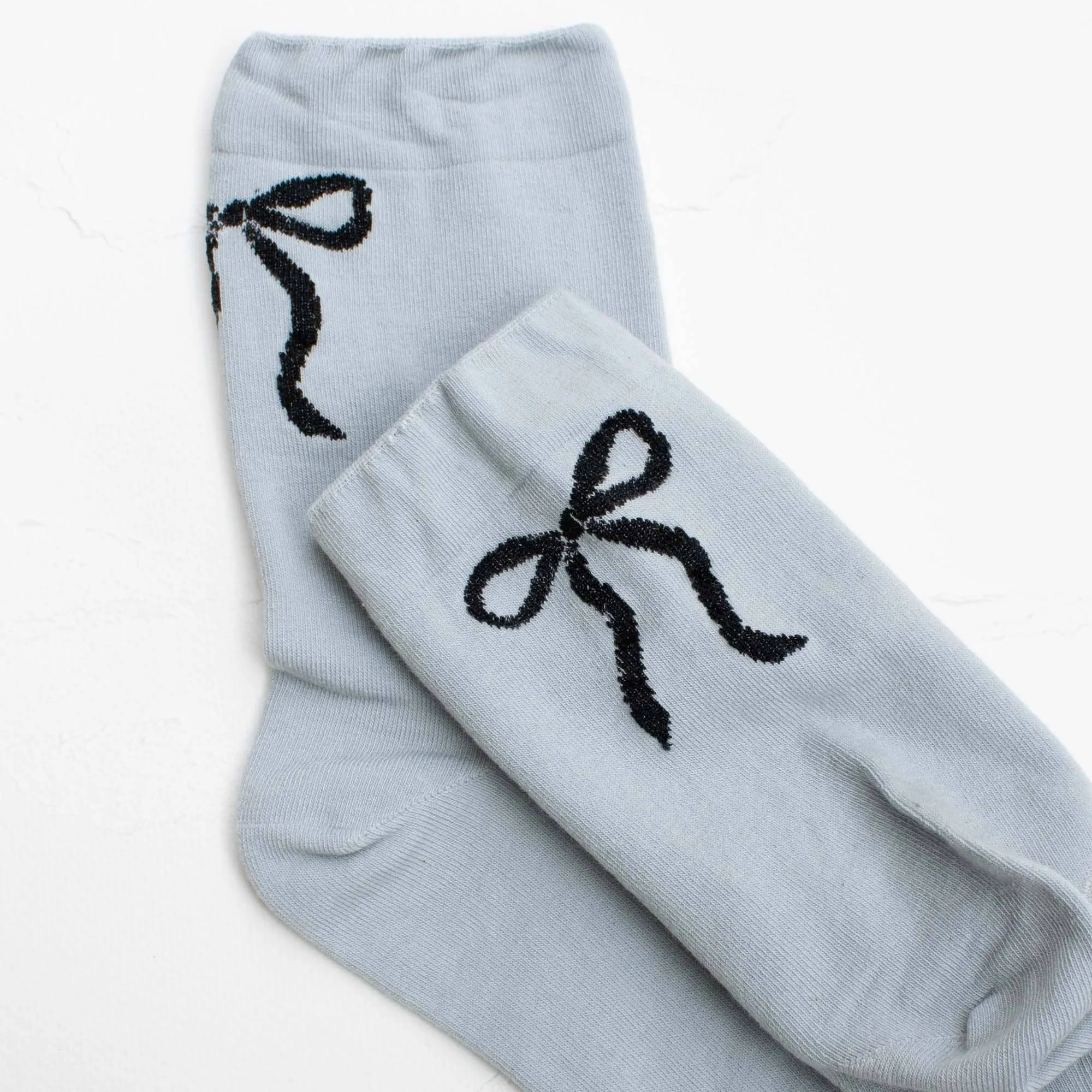 Women's Holiday Ribbon Bow Casual Socks: Black