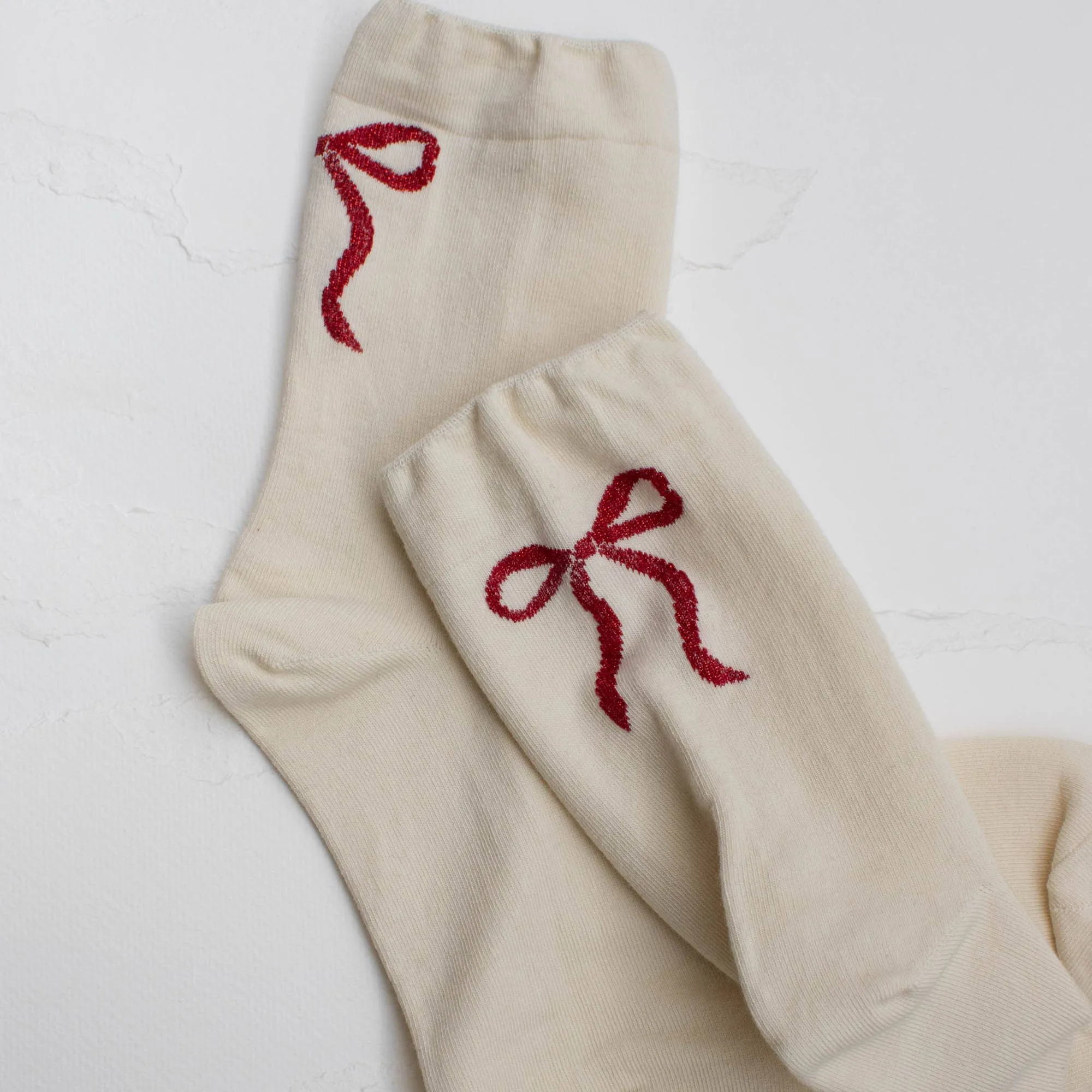 Women's Holiday Ribbon Bow Casual Socks: Black