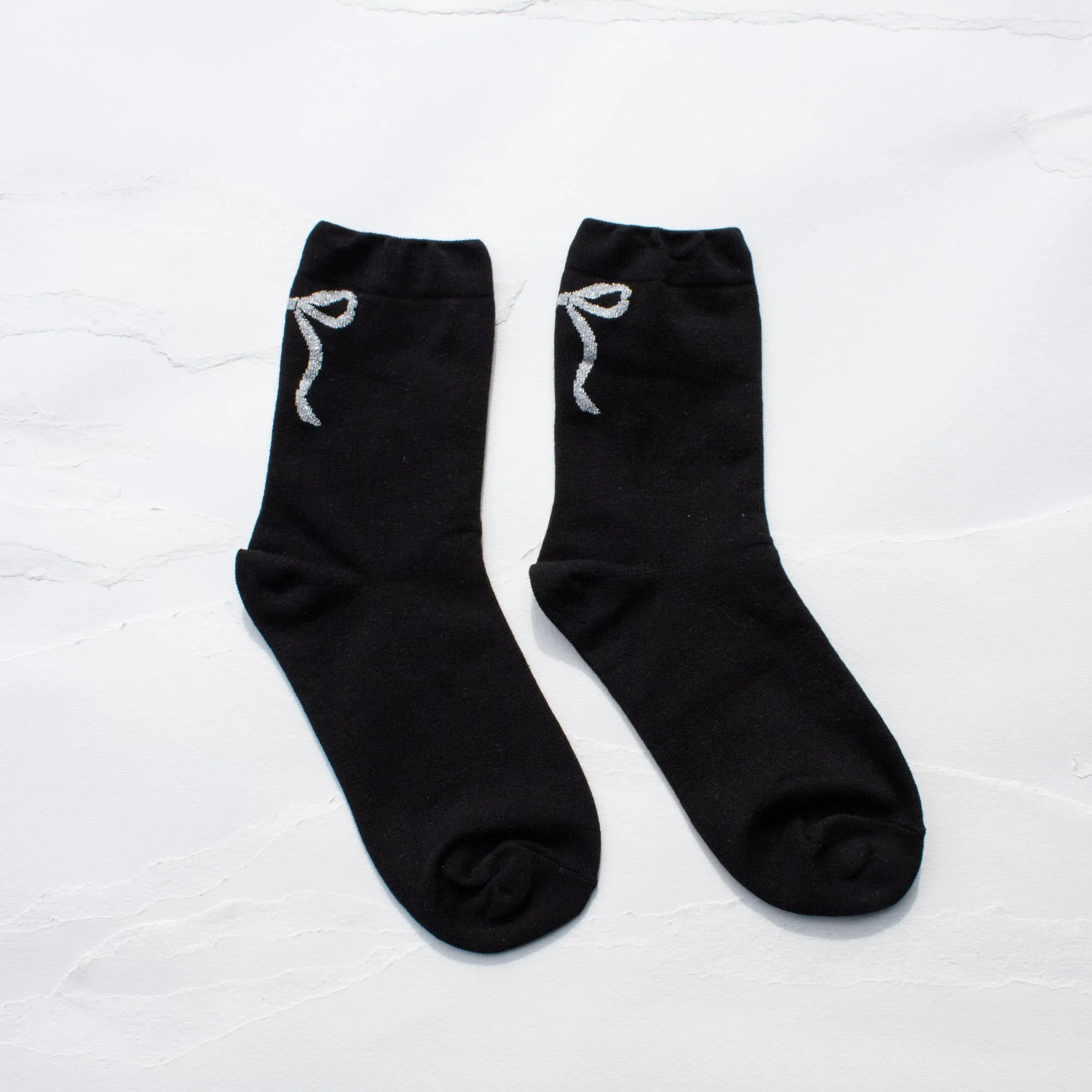 Women's Holiday Ribbon Bow Casual Socks: Black