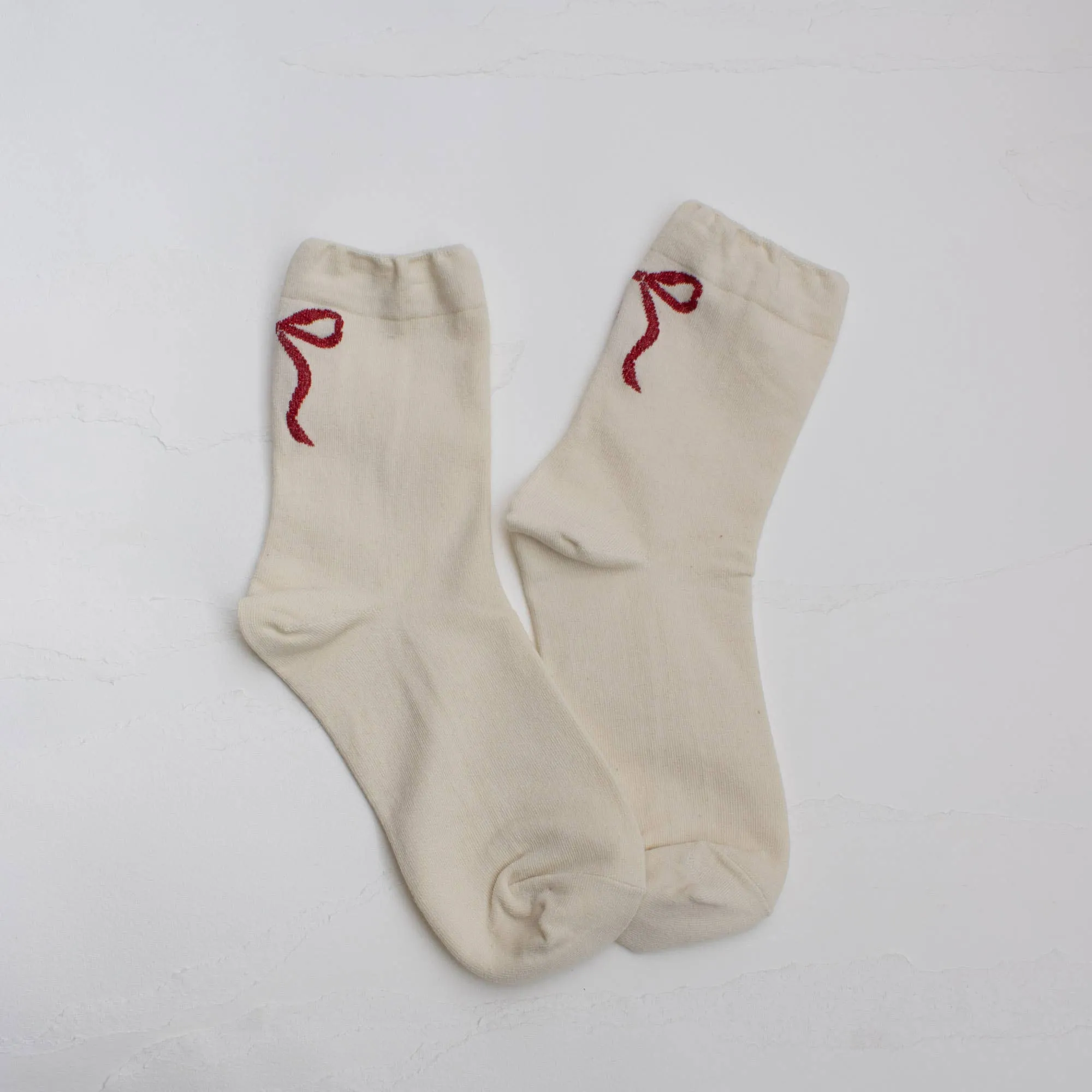 Women's Holiday Ribbon Bow Casual Socks: Black