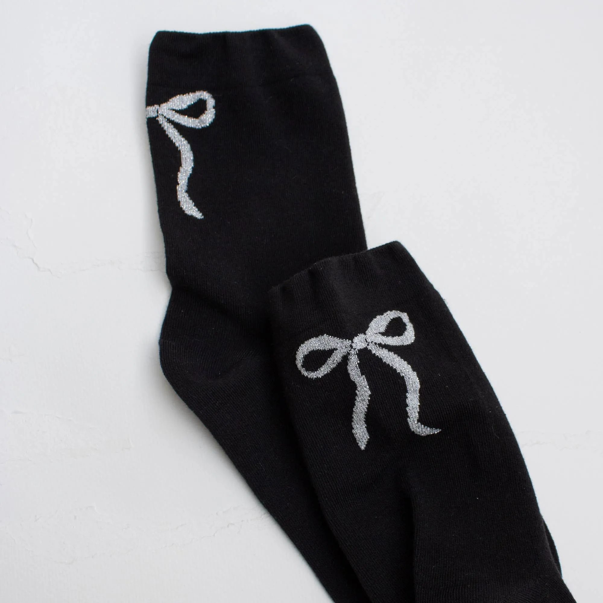 Women's Holiday Ribbon Bow Casual Socks: Black