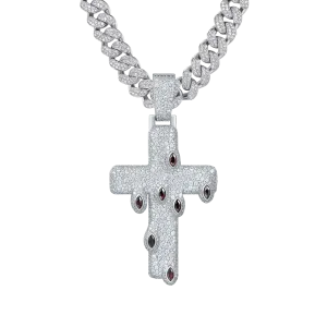 Women's Iced Crimson Tears Cross Pendant