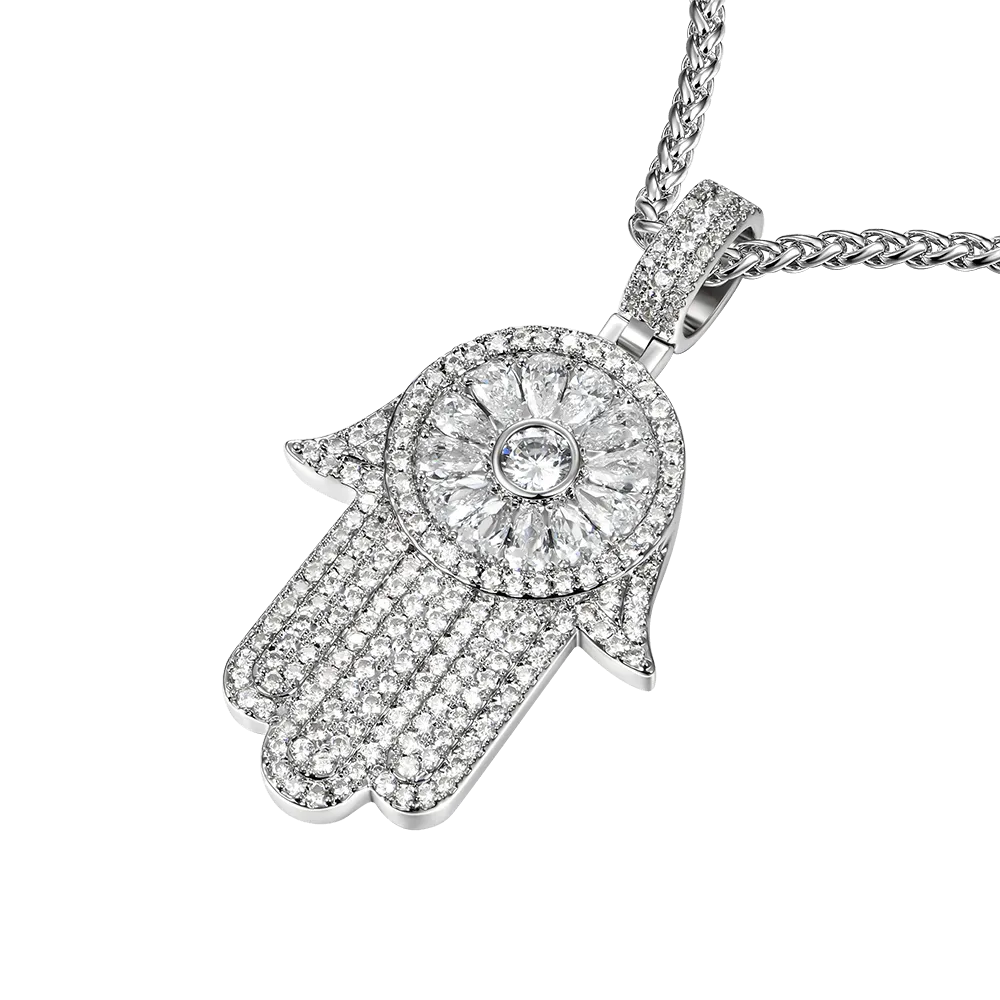 Women's Iced Lucky Hamsa Pendant