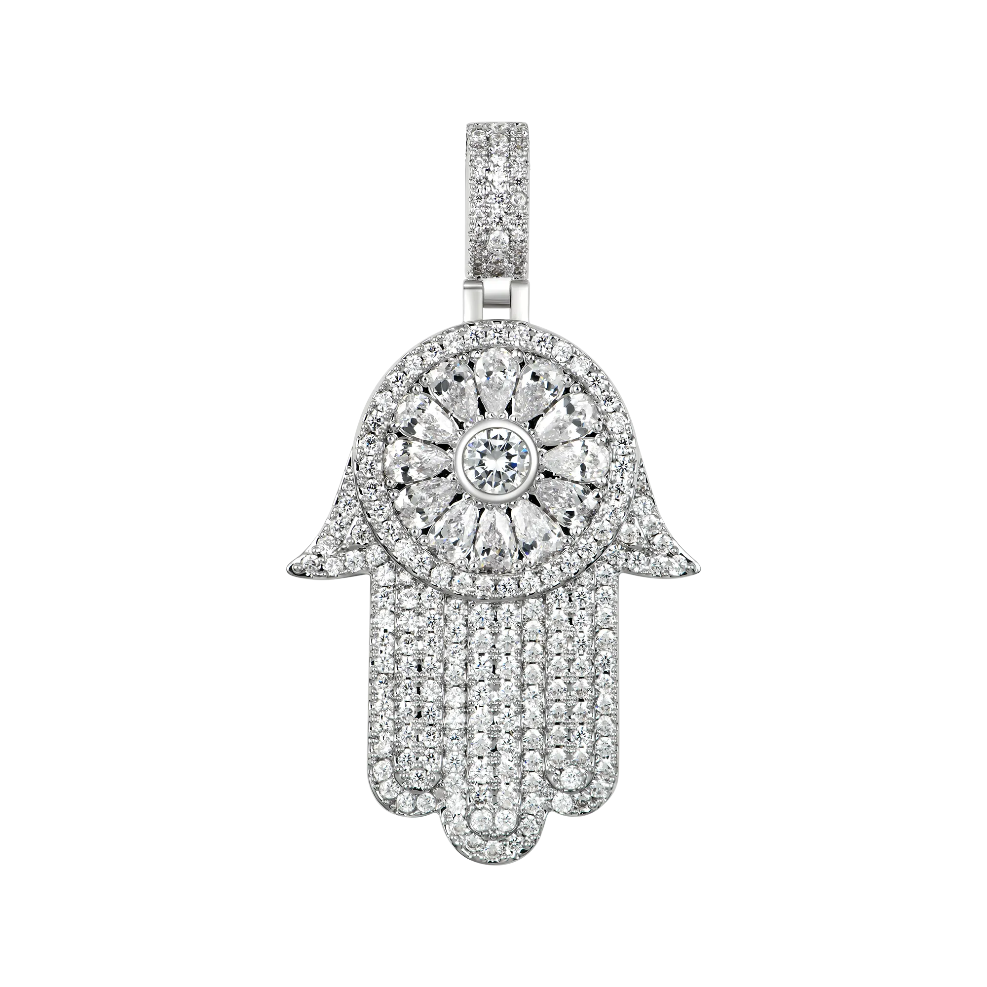 Women's Iced Lucky Hamsa Pendant