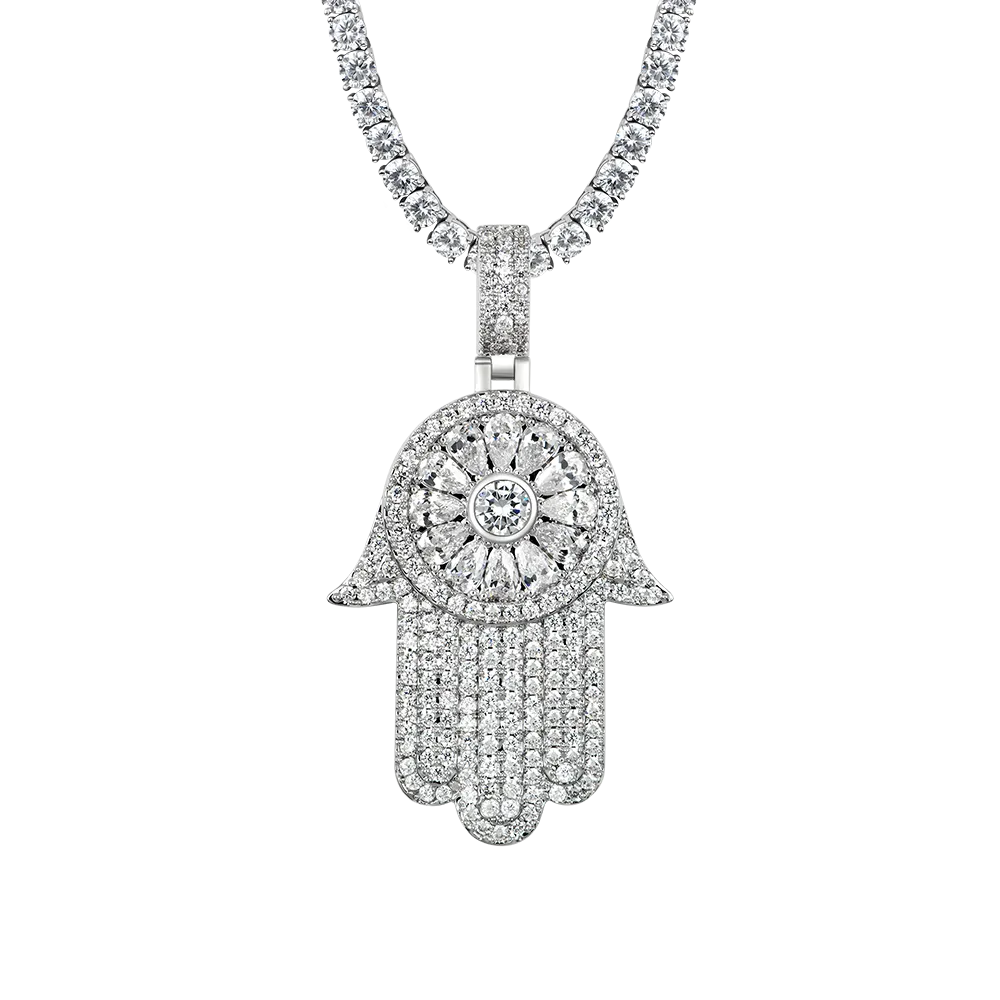 Women's Iced Lucky Hamsa Pendant