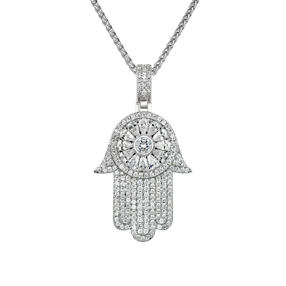 Women's Iced Lucky Hamsa Pendant