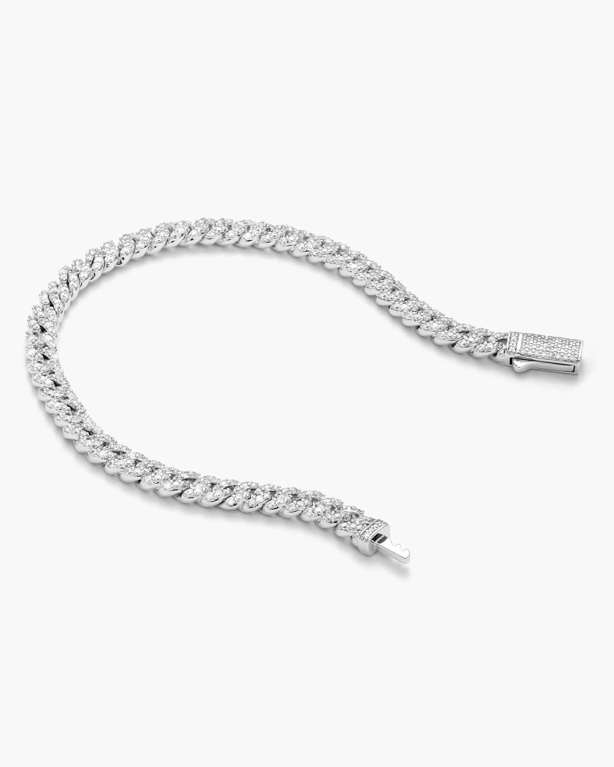 Women's Iced Out Cuban Link Bracelet - Silver