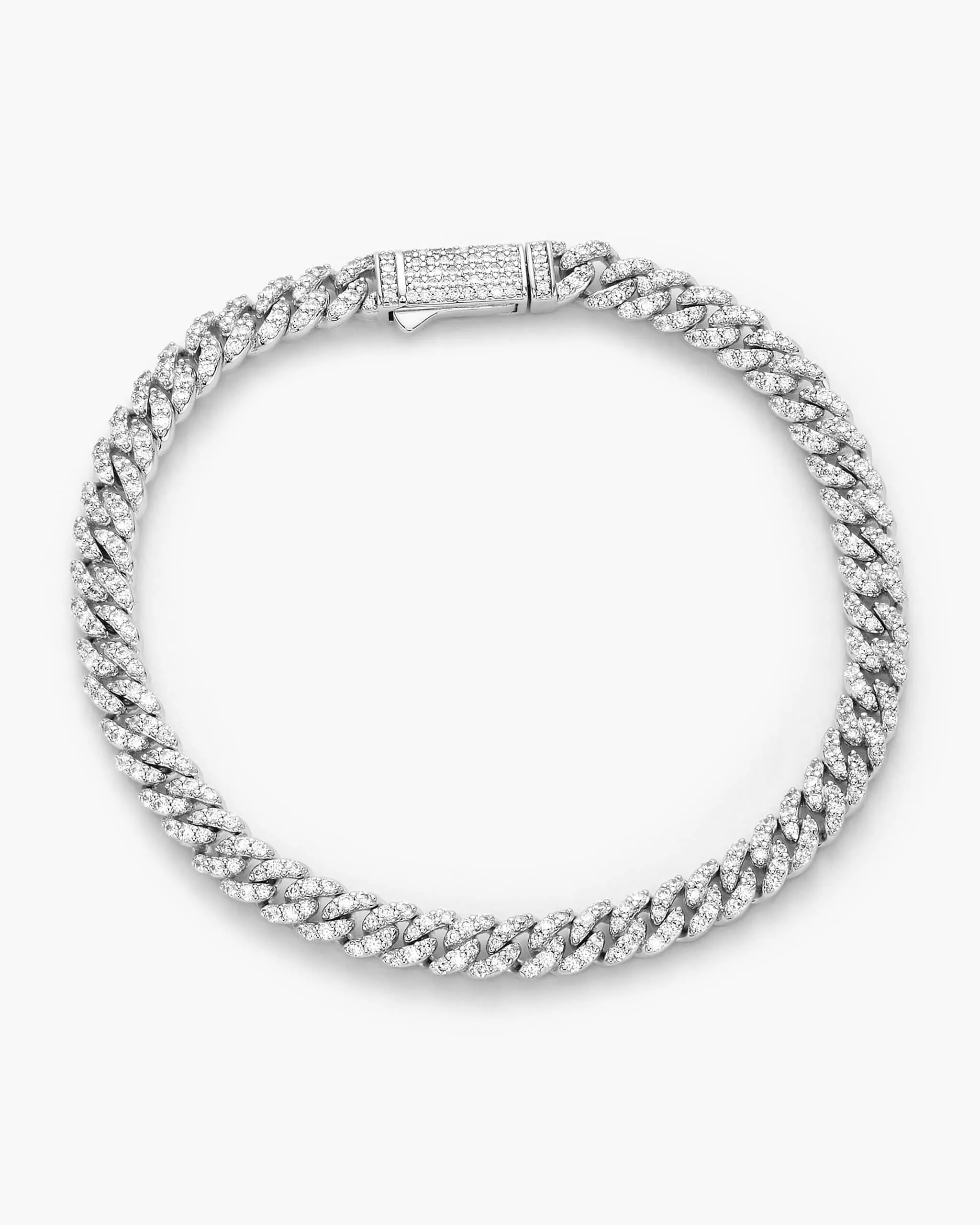 Women's Iced Out Cuban Link Bracelet - Silver