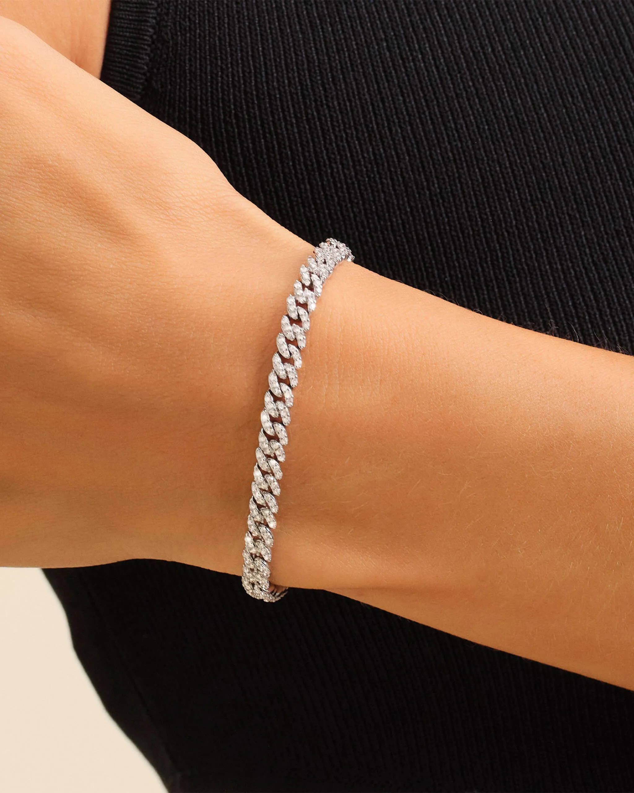 Women's Iced Out Cuban Link Bracelet - Silver