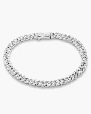 Women's Iced Out Cuban Link Bracelet - Silver